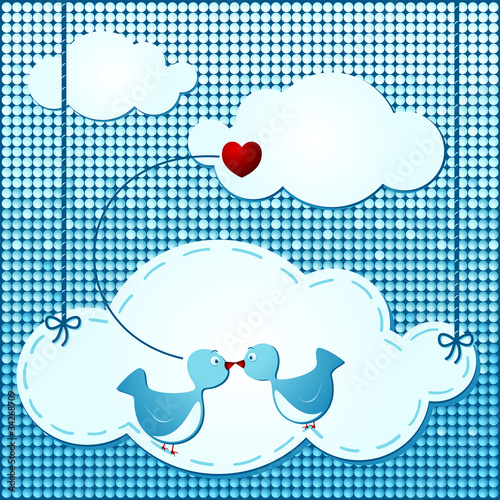 Clouds background with birds