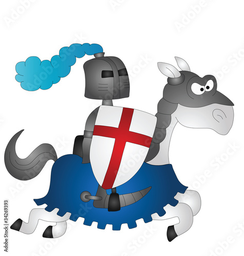 Cartoon Saint George riding on his horse