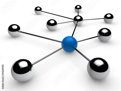 3d chrome blue network