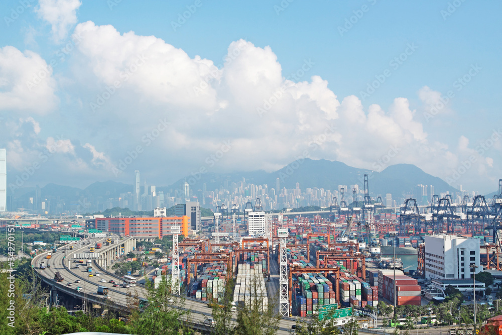 highway and container terminals in Hong Kong