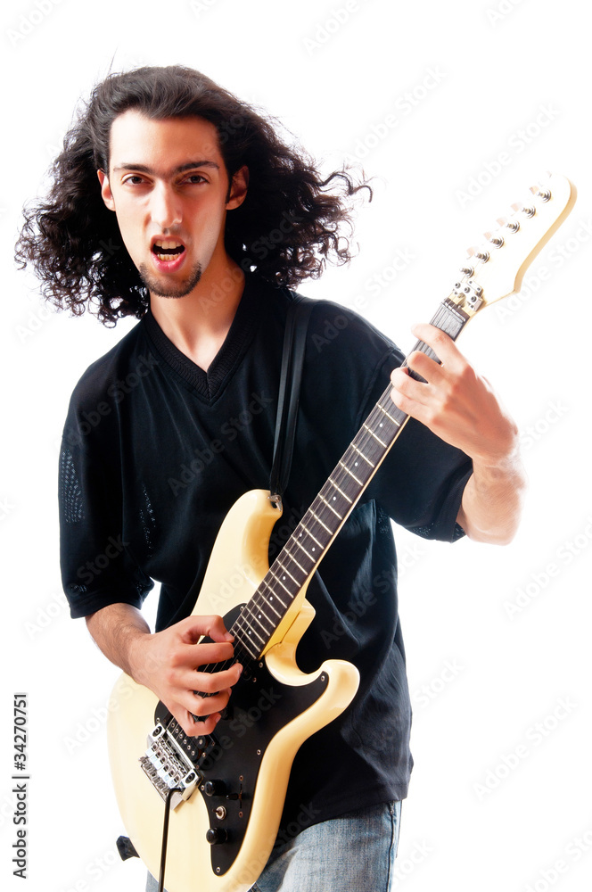 Obraz premium Guitar player isolated on the white background