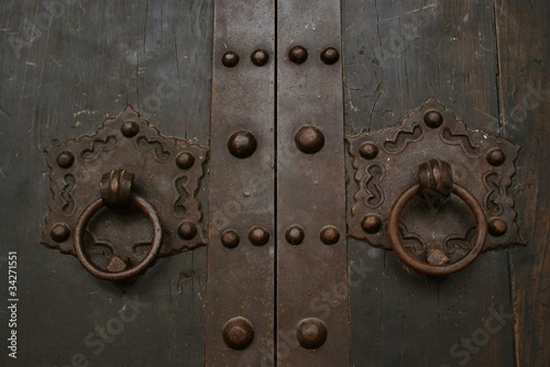 handle on wooden door