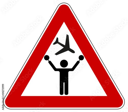 Fluglotse Piktogramm Verkehrszeichen Warnschild Dreieck