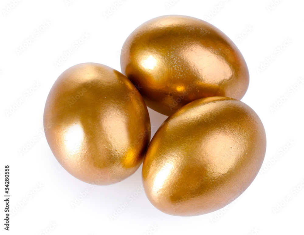 golden eggs isolated on white golden eggs isolated on white