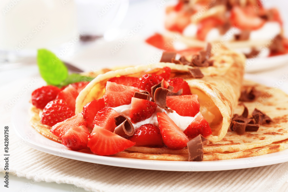 Crepes with sweet cheese and strawberries Crepes with sweet cheese and strawberries