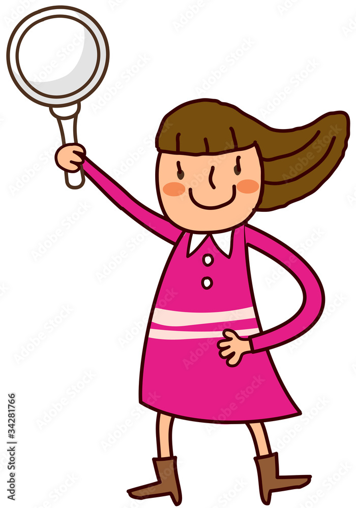 Portrait of girl holding magnifying glass Portrait of girl holding magnifying glass