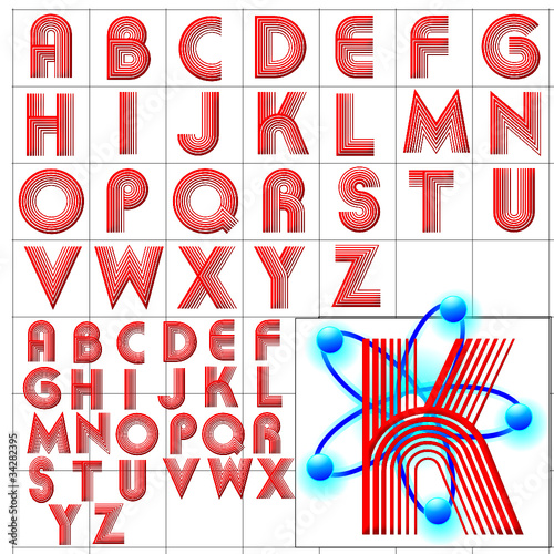 ABC Alphabet background akka red atom design