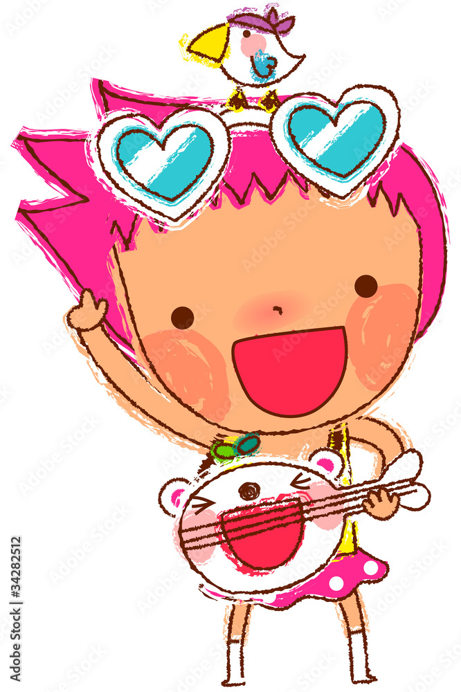 portrait of Girl playing guitar