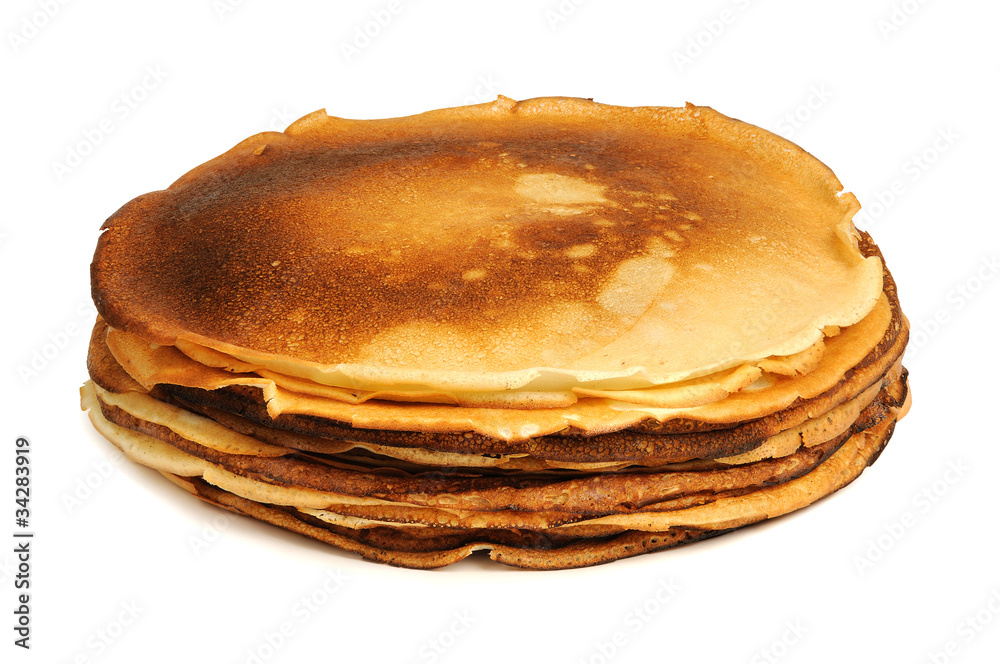 A stack of pancakes home isolated on white background A stack of pancakes home isolated on white background