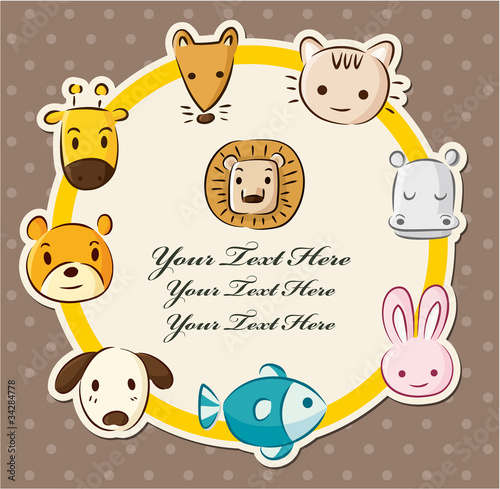 cartoon animal head card