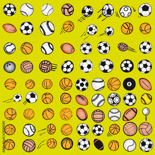 Set Ball sports icons symbols comic vector illustration