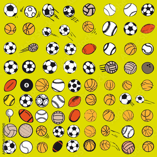 Set Ball sports icons symbols comic vector illustration