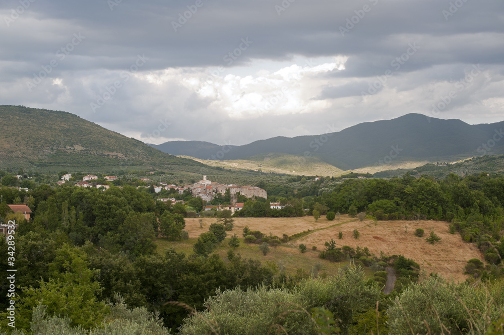 Landscape in Lazio (Italy) near Rieti at summer