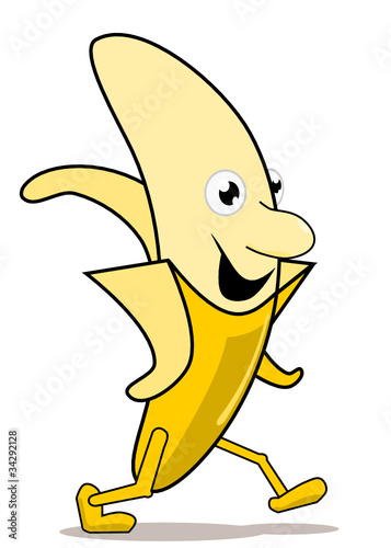 Funny banana isolated on a white background