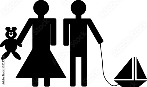 Girl and Boys with Toys