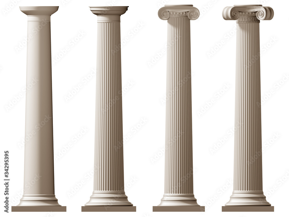 Roman Doric and Ionic columns - obrazy, fototapety, plakaty 