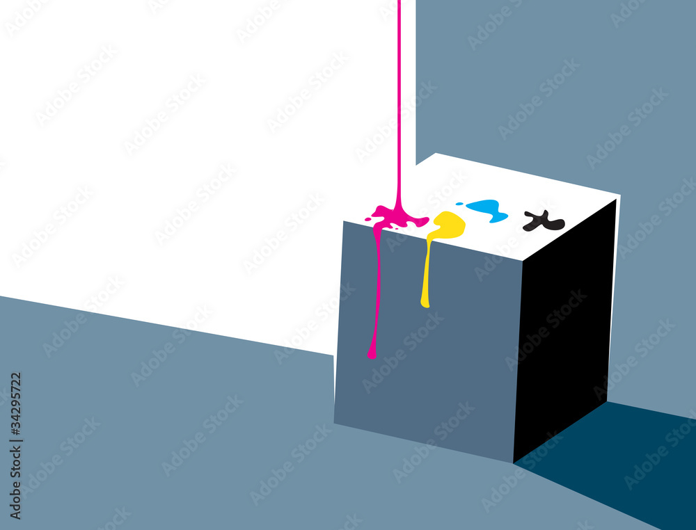 pouring ink onto a cube - minimalistic design pouring ink onto a cube - minimalistic design