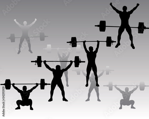 weightlifters on a gray background