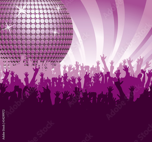 Discokugel mit Fans in Lila
