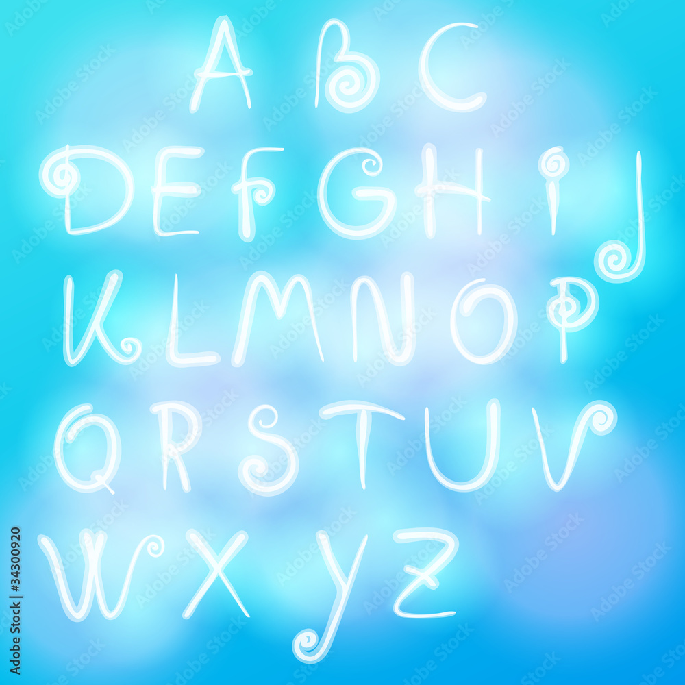 Alphabet made of clouds