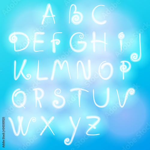 Alphabet made of clouds