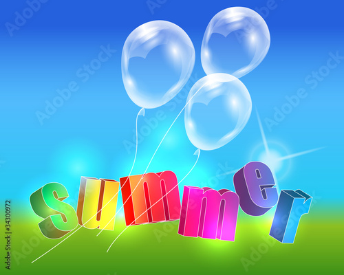 Beautiful summer text with balloons