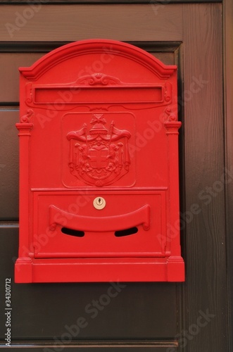 Antique metal red mail box