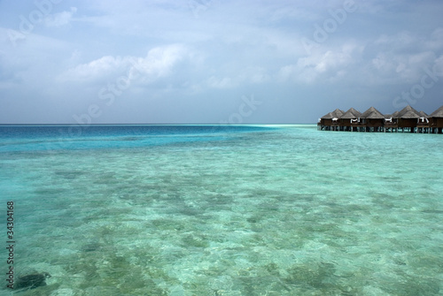 Overwater bungalows on the lagoon