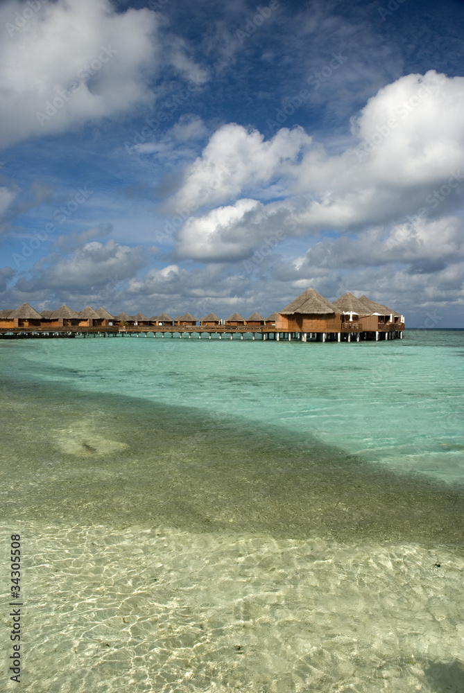Overwater bungalows on the lagoon