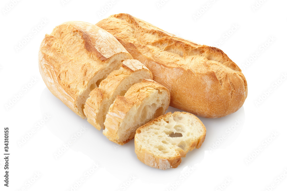Loaf of bread isolated on white, clipping path included