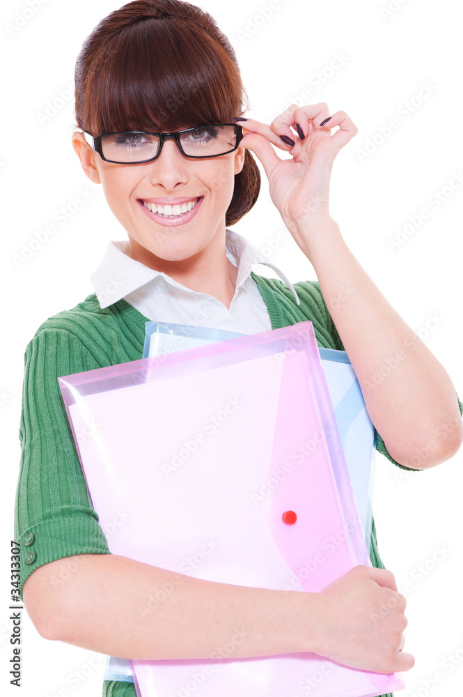 pretty student with papers