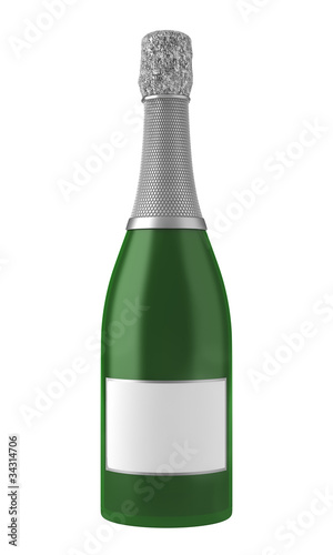 Three Blank Champagne Bottles Isolated On White Stock Photo