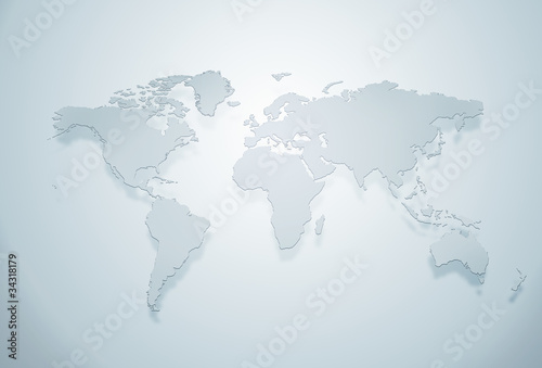 Blue world map silhouette
