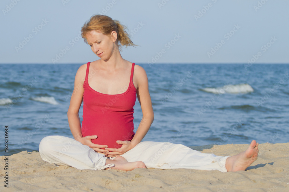 pregnant woman on beach