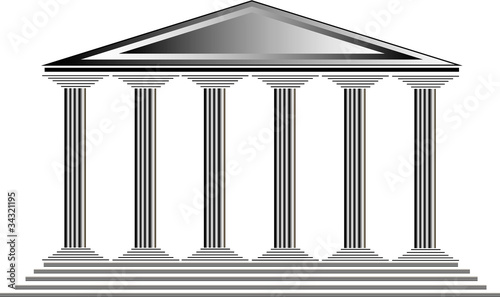 Greek temple on white background - vector