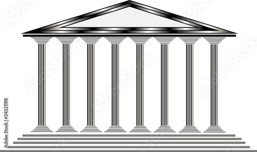 Greek temple on white background - vector photo