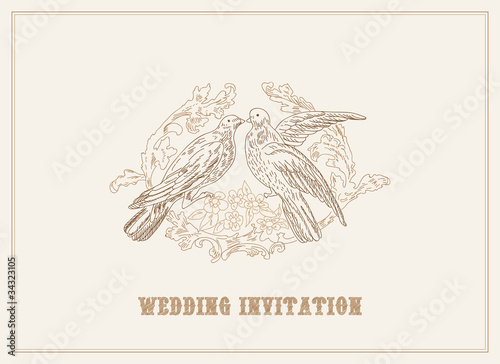 Birds in Love - beautiful card with place for your text