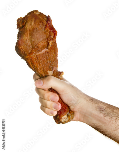 Turkey Leg On Male Hand