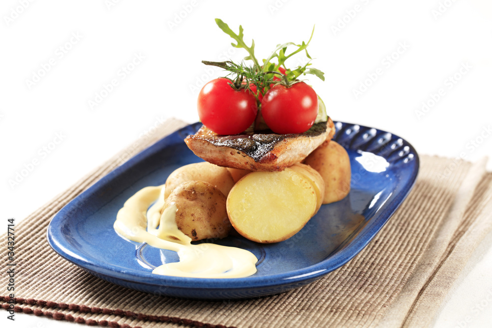 Pan fried trout and potatoes