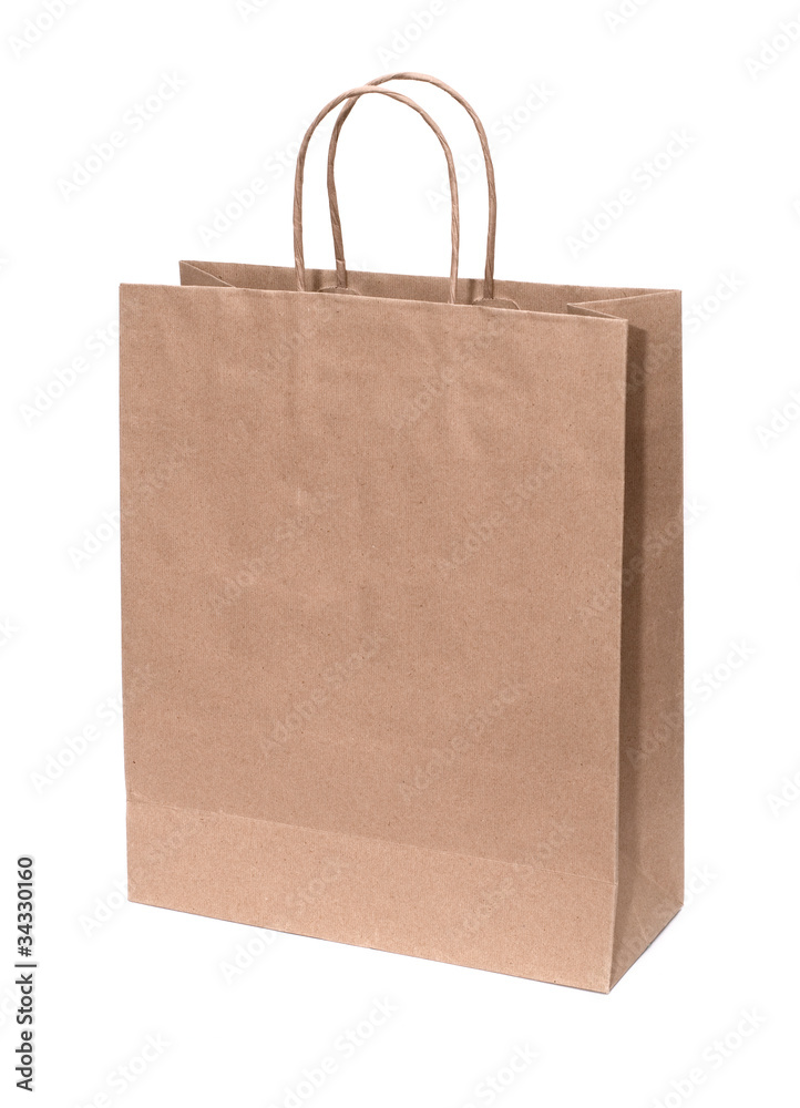 Recyclable paper bag isolated on white background. Recyclable paper bag isolated on white background.