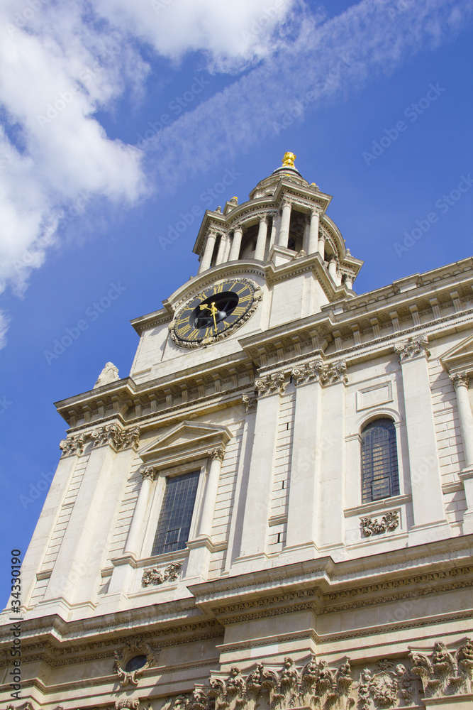 Clock tower in St Pauls Cathedral, London, England