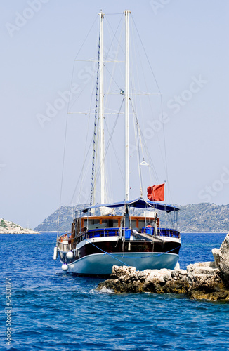 The yacht anchored in Kekova, Turkey