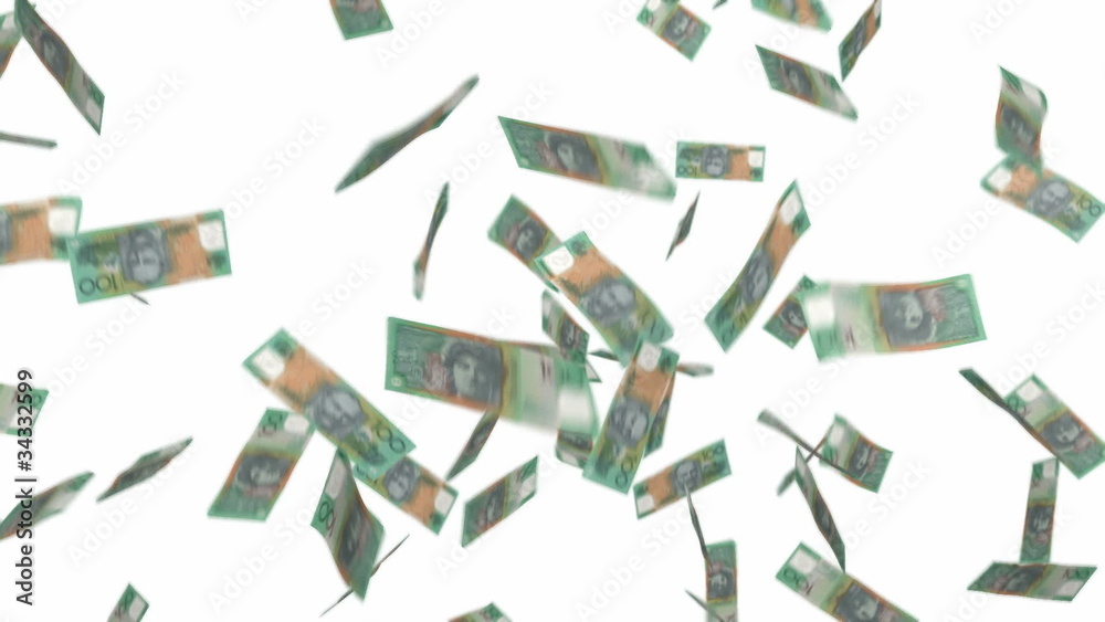 Falling 100 Australian dollar notes
