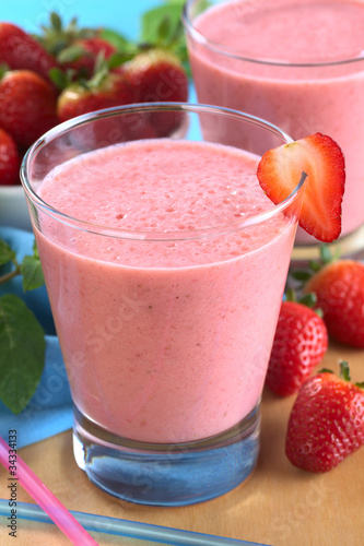 Fresh strawberry milkshake (Selective Focus)