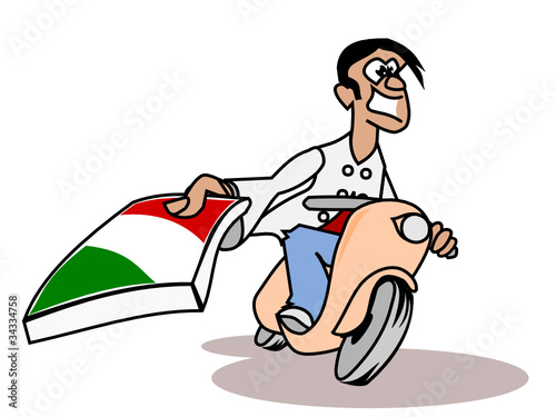 Cheerful pizza deliverer