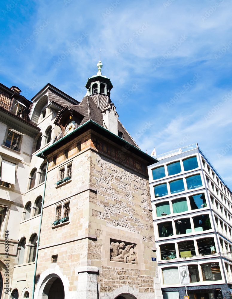 Historic Clock Tower n Geneva, Switzerland