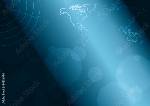 vector abstract blue background with map and transparency
