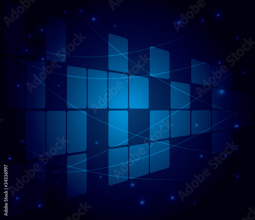 vector abstract blue background with squares and perspective