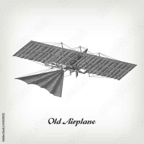 Engraving vintage Airplane.