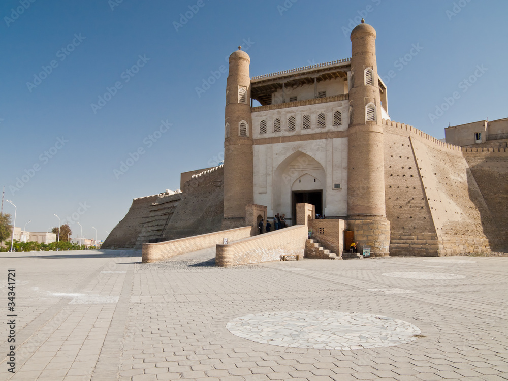 Ark Fortress gate in Bukhara, Uzbekistan